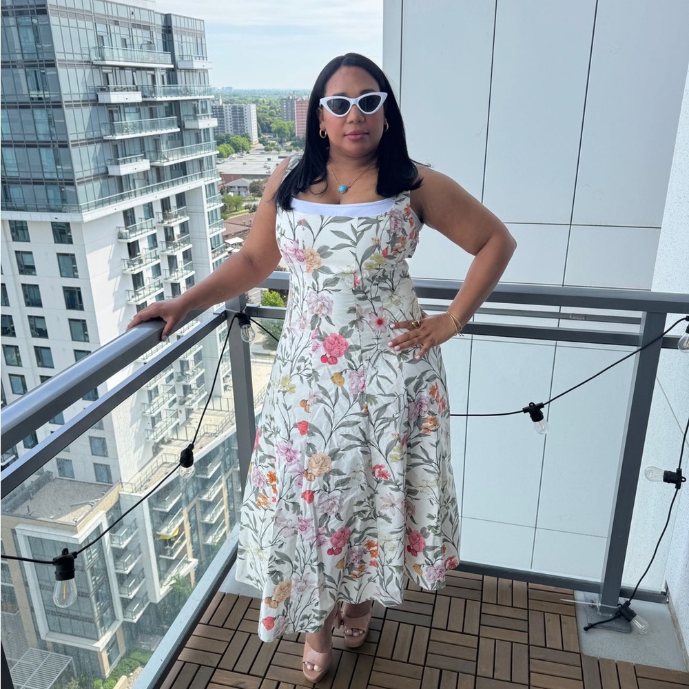 Dynamite Floral White Midi Dress